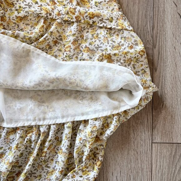 Promesa Floral Butter Yellow Smocked Midi Dress Womens Small Boho Cottagecore - Picture 10 of 16